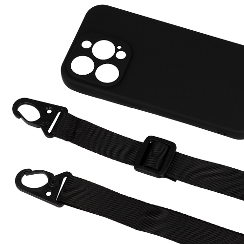 Силиконов калъф Strap D2 Silicone за iPhone 15 Pro, Черен