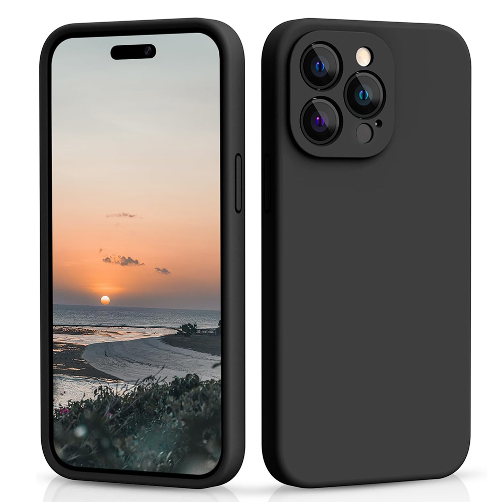 Силиконов калъф Level за iPhone 14 Pro, Черен