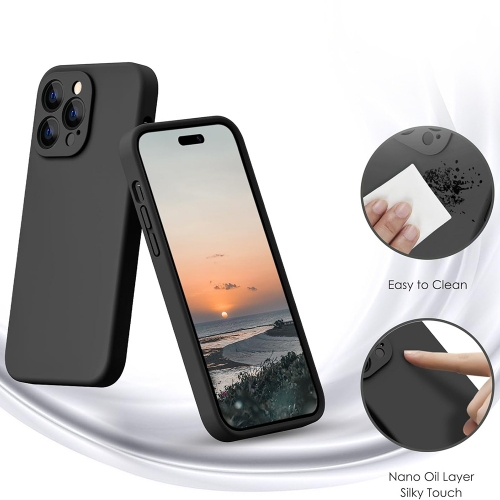 Силиконов калъф Level за iPhone 14 Pro, Черен