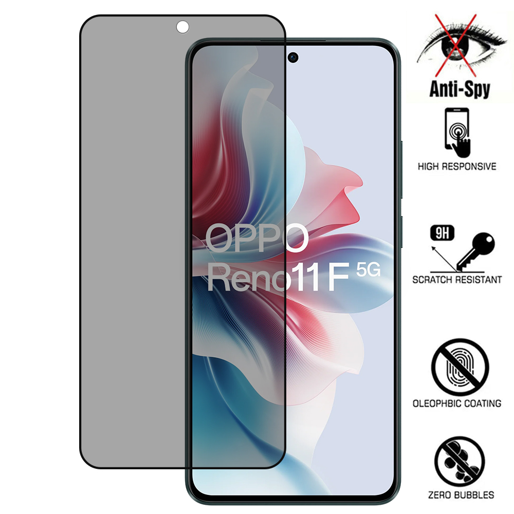 Стъклен Протектор 5D Full Glue PRIVACY за Oppo Reno11 F, Черен