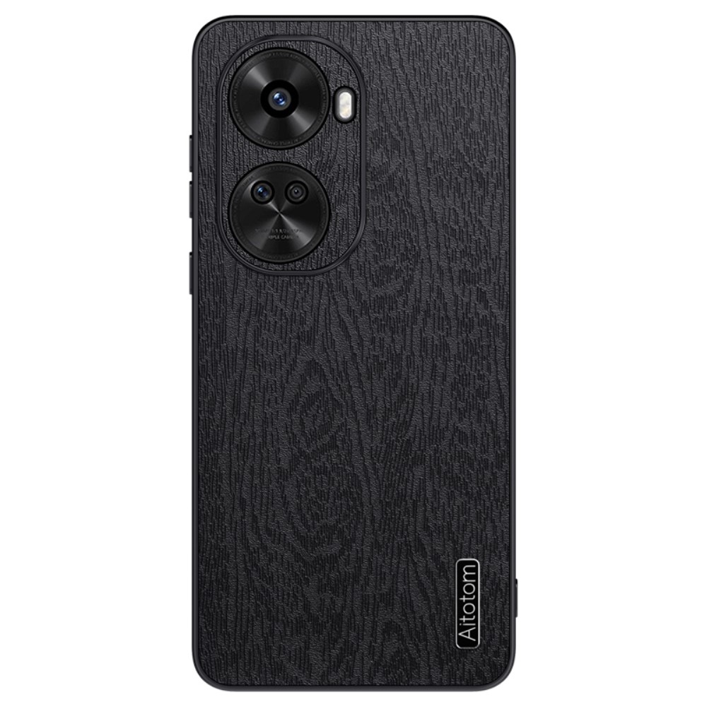 Удароустойчив калъф Wood Leather за Huawei nova 11 SE и nova 12 SE 4G, Черен