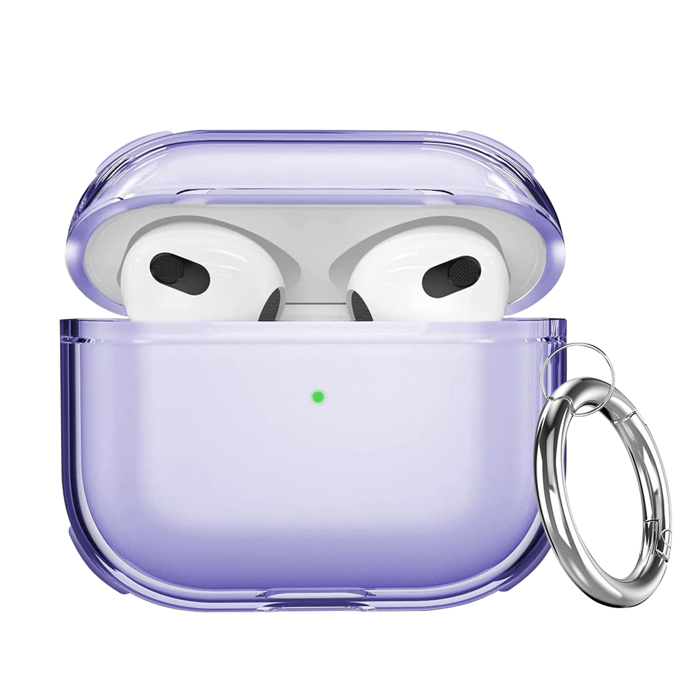 Калъф за слушалки Airpods, прозрачен -лилав