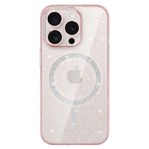 Удароустойчив калъф Glitter MagSF за iPhone 16 Pro, Розов