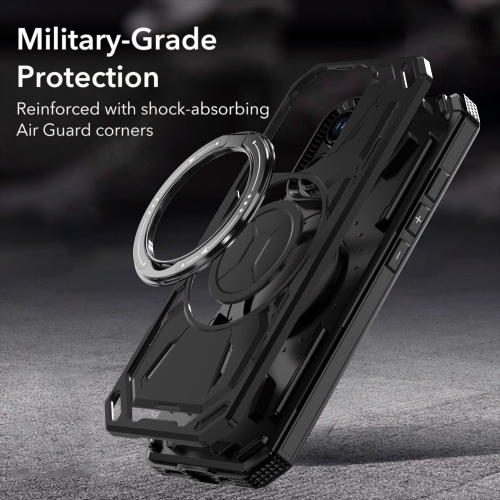 Удароустойчив калъф Big Ring Holder за iPhone 16 Pro, Черен