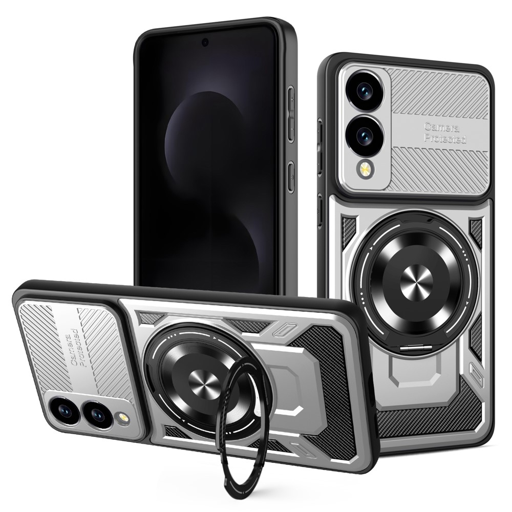Удароустойчив калъф Magnetic Rotating Kickstand за Samsung Galaxy S25 Edge, Сив