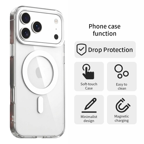 Пластмасов калъф Anti Drop Hybrid MagSF за iPhone 17 Pro, бял