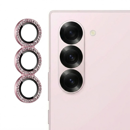 Стъклен Протектор с камъни за камерата на Samsung Galaxy Z Fold7, розов