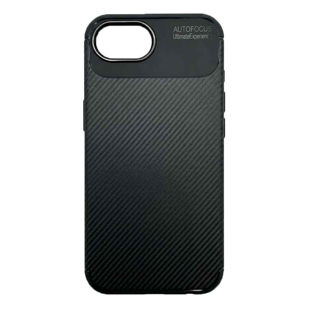 Силиконов калъф Carbon Fiber Texture за iPhone 16e/17e, черен