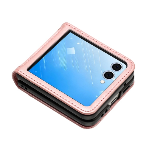 Калъф Тефтер Flower Imprinted Leather за Samsung Galaxy Z Flip7 5G, Розов