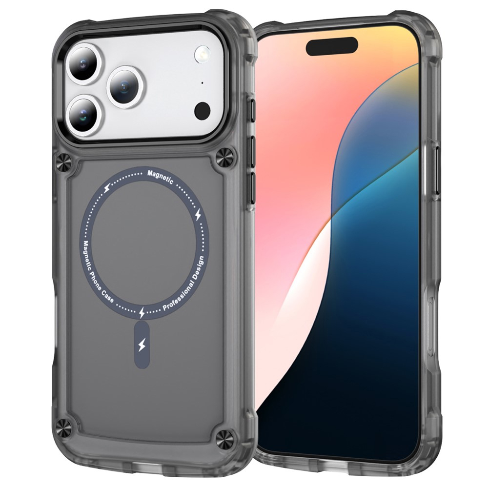 Удароустойчив калъф MagSF Skin Touch за iPhone 17 Pro, прозрачен-черен