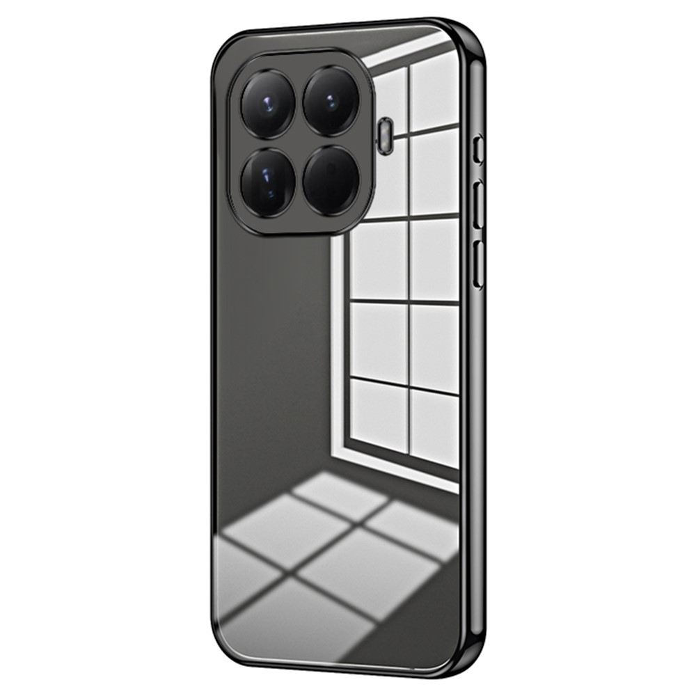 Силиконов калъф Electroplating Frame за Xiaomi 15T Pro, прозрачен-черен