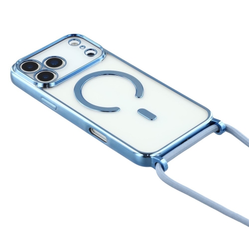 Силиконов калъф MagSafe Electroplating за iPhone 17 Pro, син