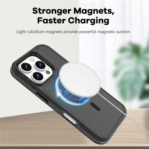 Удароустойчив калъф Anti-drop MagSf за iPhone 16 Pro, черен