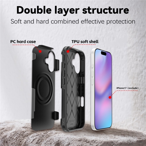 Удароустойчив калъф Anti-drop MagSf за iPhone 17, черен