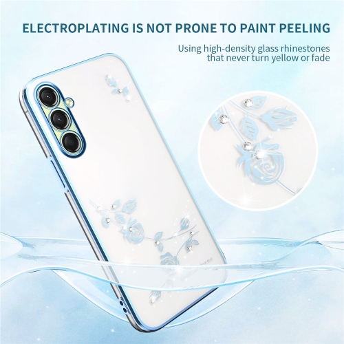 Силиконов калъф KADEM Flower Rhinestone за Samsung Galaxy A17 5G / A17 4G, Син