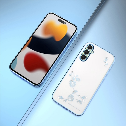 Силиконов калъф KADEM Flower Rhinestone за Samsung Galaxy A17 5G / A17 4G, Син