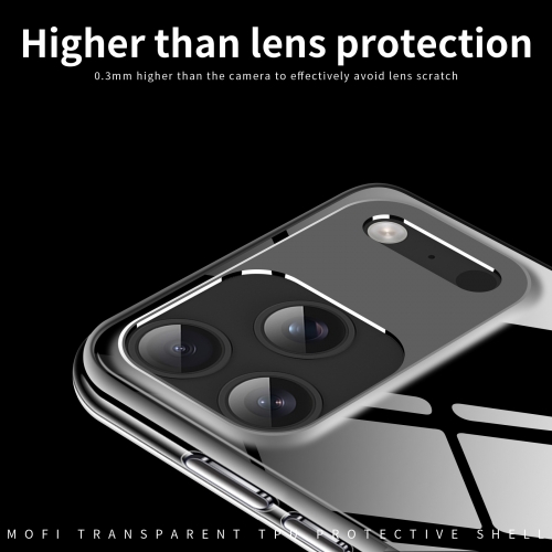 Силиконов калъф MOFI за iPhone 17 Pro, прозрачен