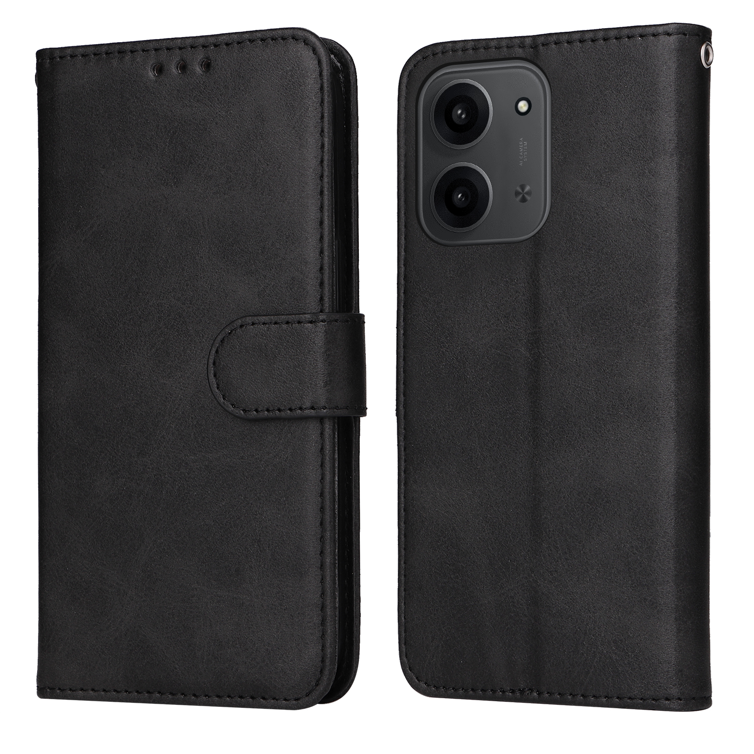 Калъф Тефтер Leather Wallet Stand за Xiaomi Redmi 15C, Черен