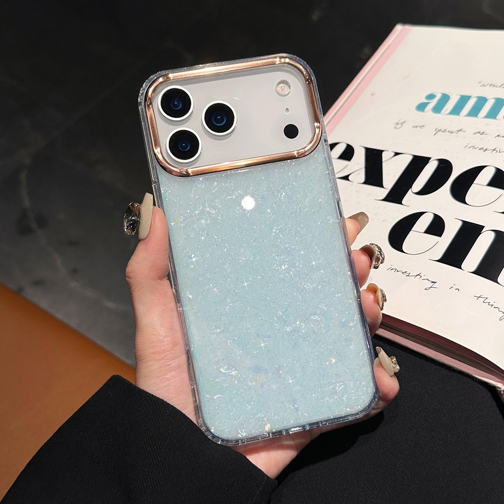 Удароустойчив калъф IMD Shell за iPhone 17 Pro Max, син-прозрачен