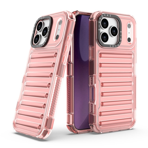 Удароустойчив калъф Stripe Design Anti-Slip за iPhone 17 Pro Max, розов