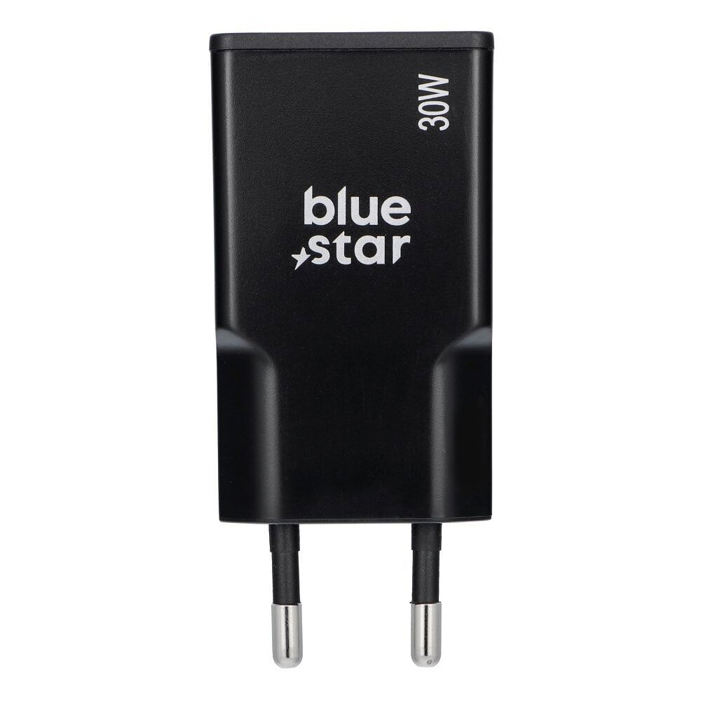 Зарядно 220V Blue Star Slim GaN, 2x USB-C, QC4.0, PD, 3A, 30W, TFK-SC-30WCC, черен