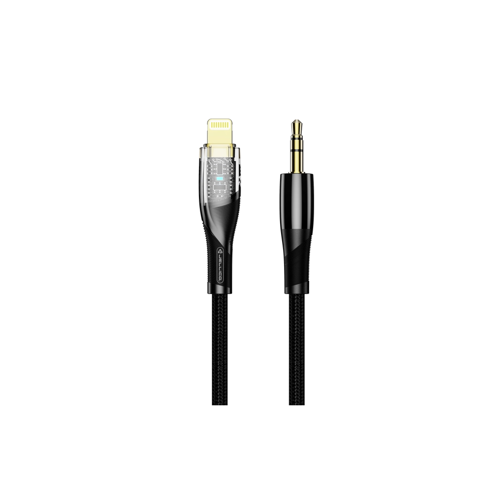 USB Кабел JELLICO B21 Lightning към 3.5mm, 1.2 m, Черен