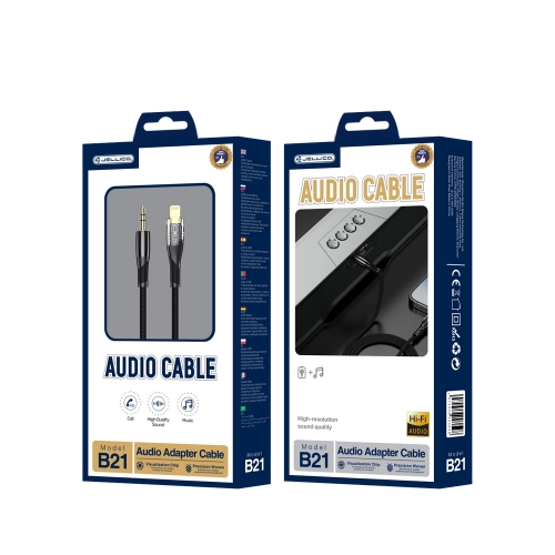 USB Кабел JELLICO B21 Lightning към 3.5mm, 1.2 m, Черен