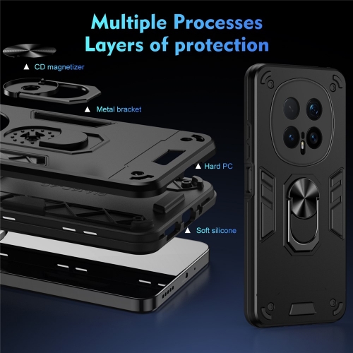Удароустойчив калъф Hybrid Ring Holder Kickstand за Honor Magic8 Pro 5G, Черен