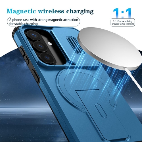 Калъф Magnetic Metal Kickstand Camera Slider за Samsung Galaxy S26 / S26 Pro, син