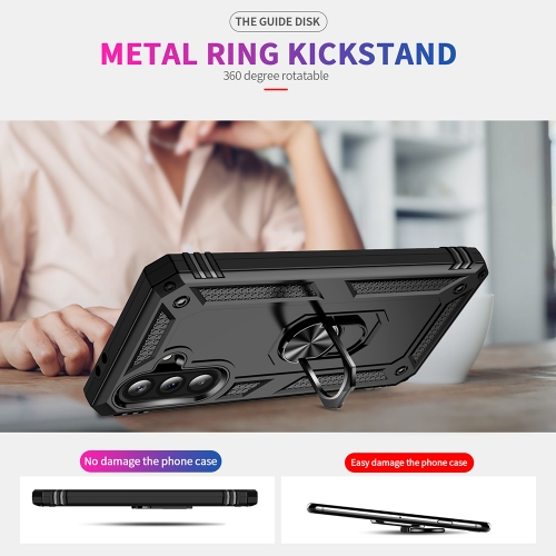 Удароустойчив гръб Ring Holder Kickstand за Samsung Galaxy A37 5G, Черен
