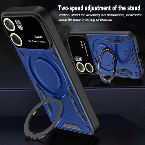 Удароустойчив калъф Rotating Magnetic Kickstand за Oppo A5x 4G / 5G, Син