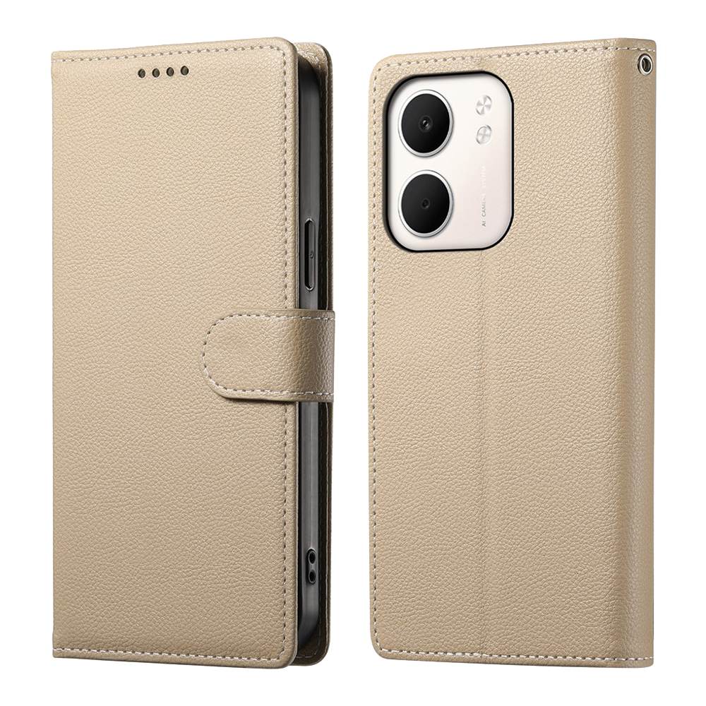 Калъф Тефтер Litchi Texture за Oppo A5x 5G / 4G, Бежов