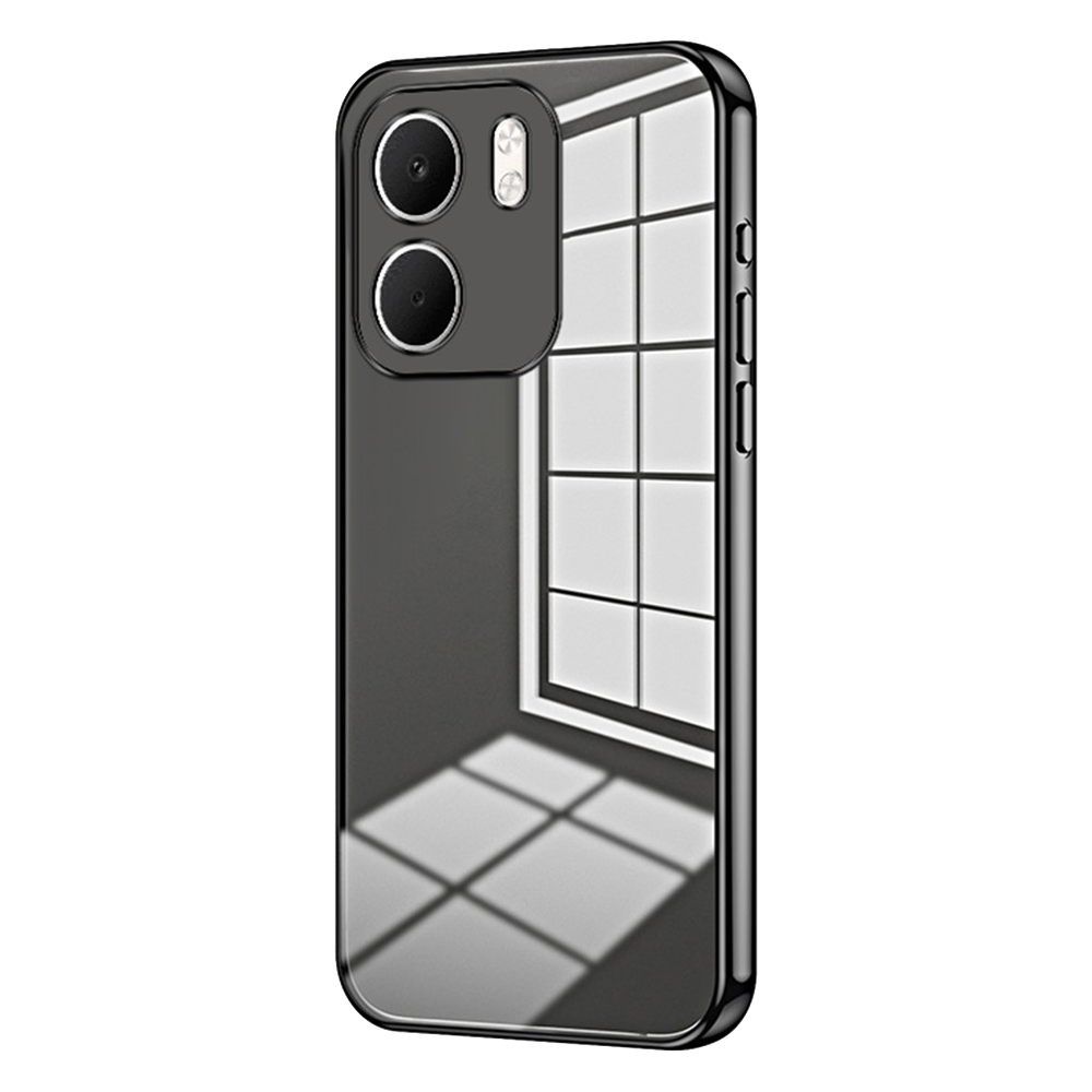 Силиконов калъф Electroplating Frame Soft TPU за Oppo A5x 5G, прозрачен - черен