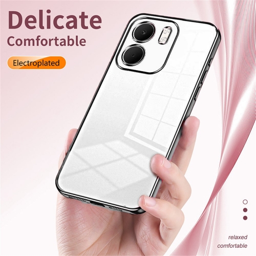 Силиконов калъф Electroplating Frame Soft TPU за Oppo A5x 5G, прозрачен - черен