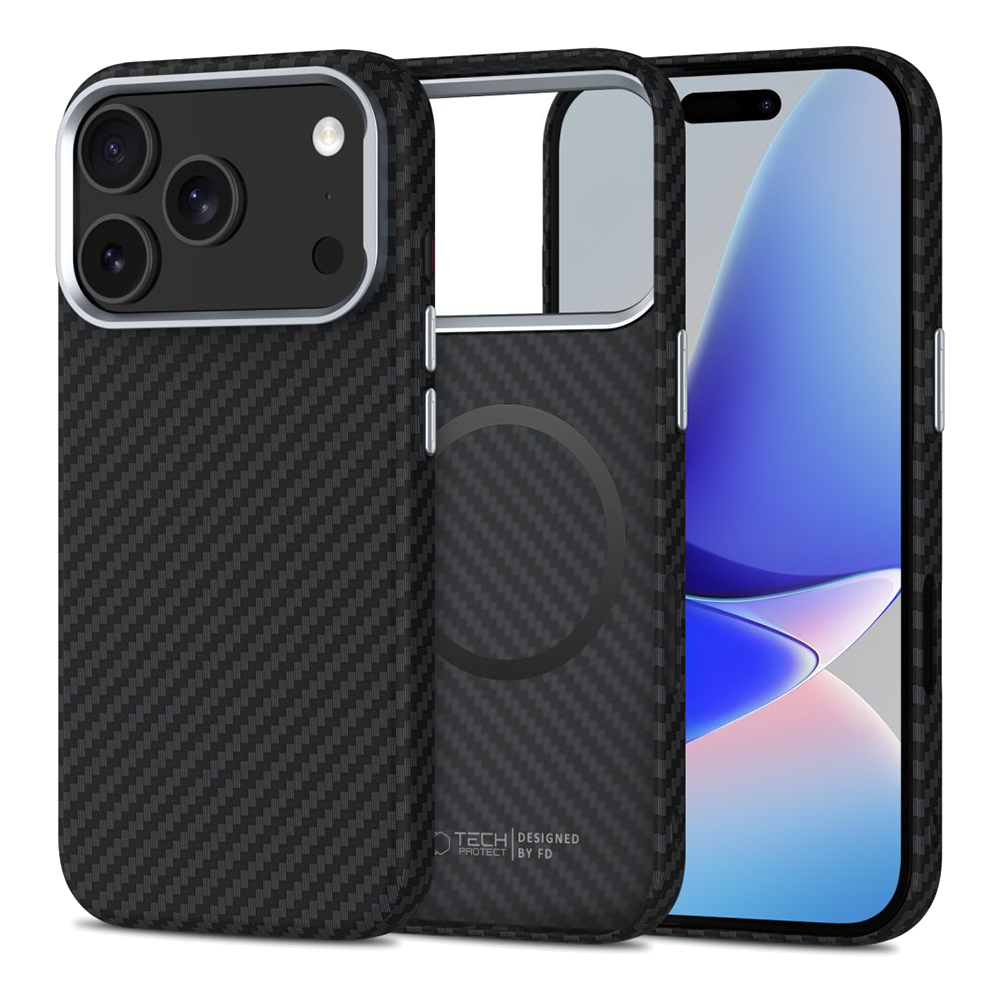 Калъф Tech-Protect ION Carbon MagSF за iPhone 17 Pro, черен