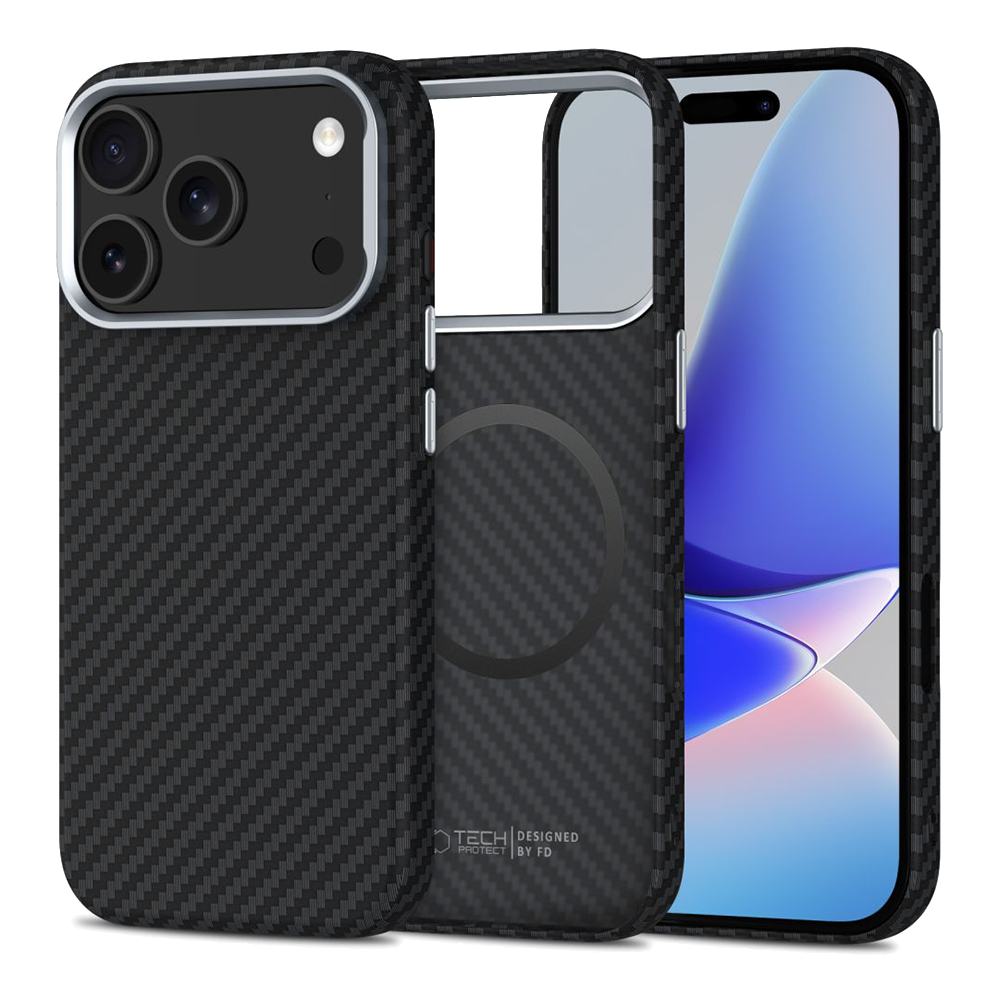 Калъф Tech-Protect ION Carbon MagSF за iPhone 17 Pro Max, черен