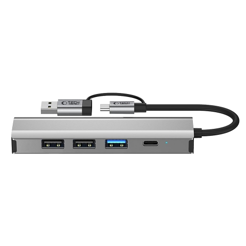 Адаптер 5 в 1 за лаптоп Tech-Protect HB03 Hub USB -Type C, сив