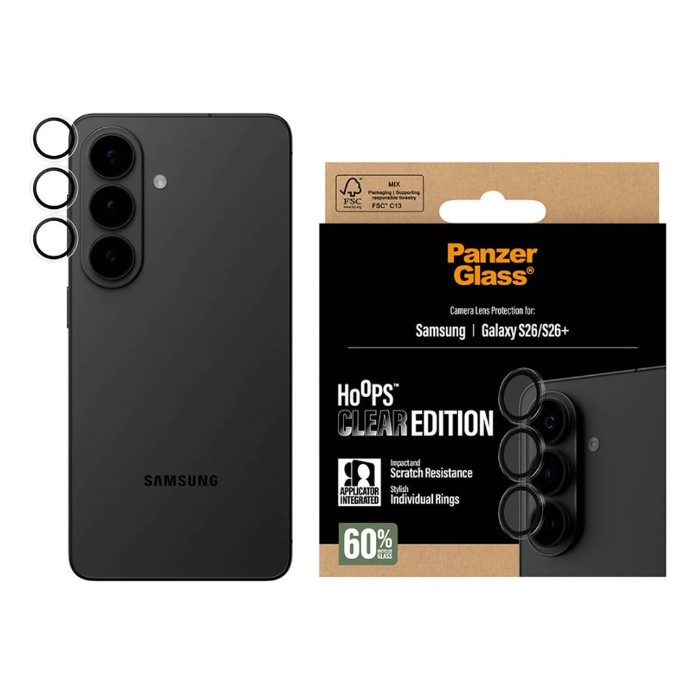 Стъклен Протектор за камера PanzerGlass Hoops Lens Protector за Samsung Galaxy S26 / S26 Plus, прозрачен