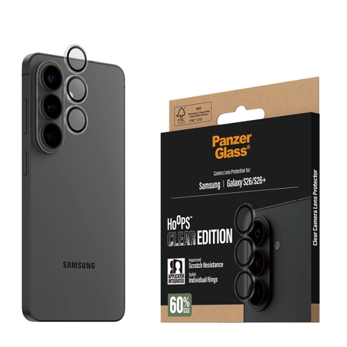 Стъклен Протектор за камера PanzerGlass Hoops Lens Protector за Samsung Galaxy S26 / S26 Plus, прозрачен
