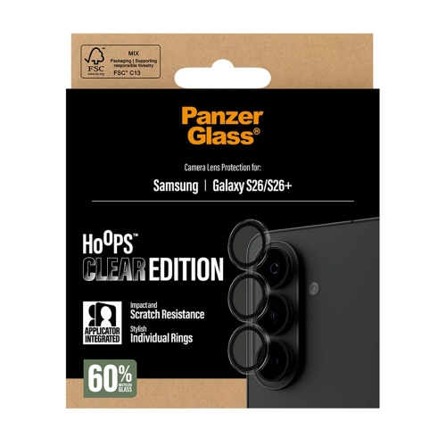 Стъклен Протектор за камера PanzerGlass Hoops Lens Protector за Samsung Galaxy S26 / S26 Plus, прозрачен