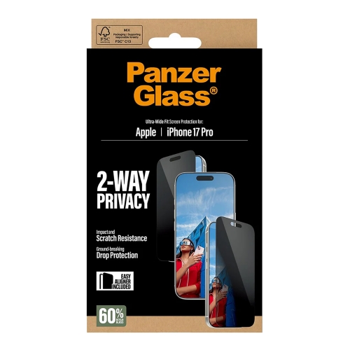 Стъклен Протектор PanzerGlass Privacy Ultra-Wide Fit за iPhone 17 Pro, прозрачен