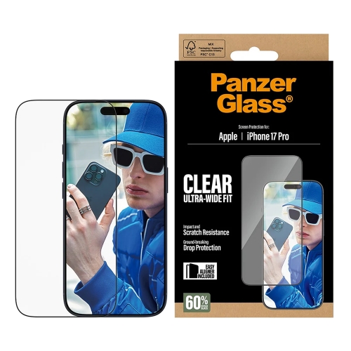 Стъклен Протектор PanzerGlass Ultra-Wide Fit за iPhone 17 Pro, прозрачен