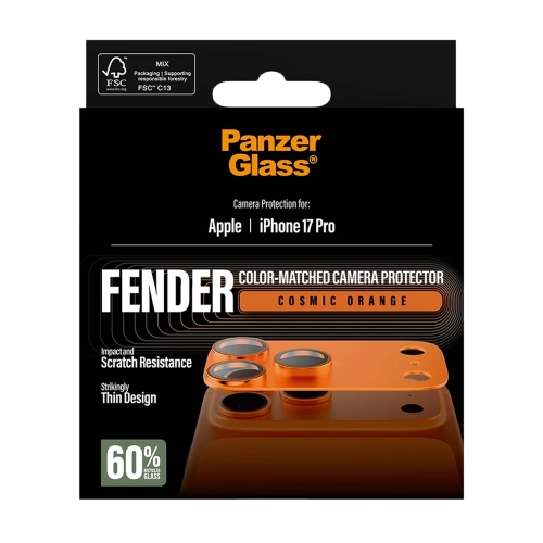 Стъклен протектор за камера PanzerGlass Hoops FENDER CLP за iPhone 17 Pro, оранжев