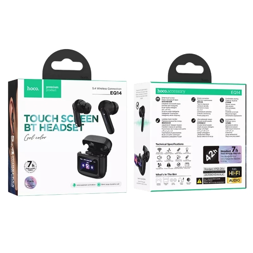 Слушалки TWS Hoco EQ14, touch screen, черен