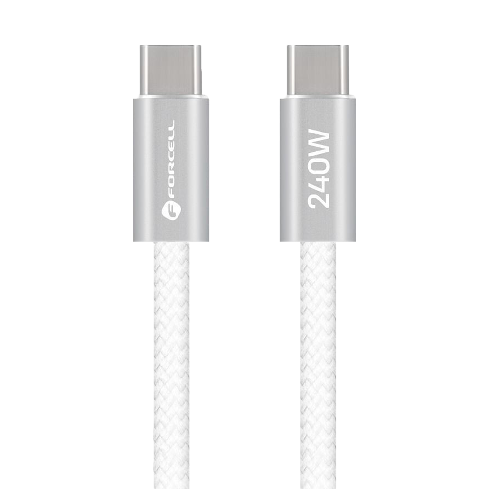 Кабел Forcell F-Energy, Type- C to Type- C, QC4.0 PD, 5A ,240W  ,1,2m ,CCFN23, бял