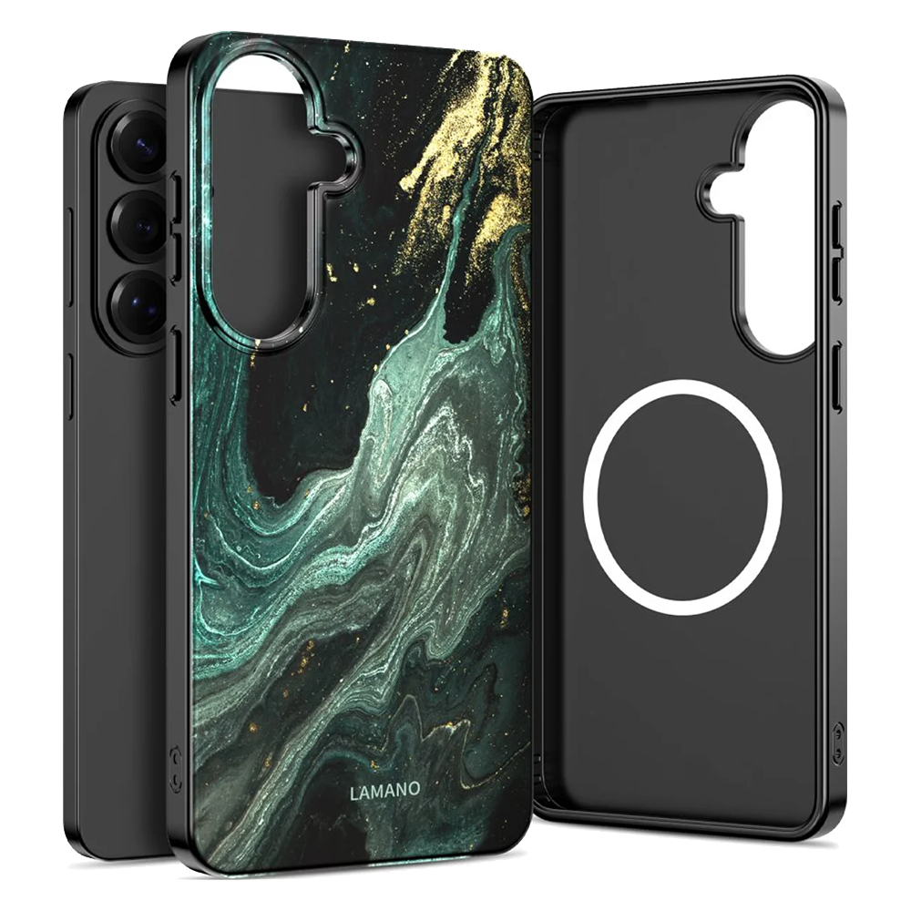 Калъф Tech-Protect Lamano MagSF за Samsung Galaxy A57 5G, зелен мрамор