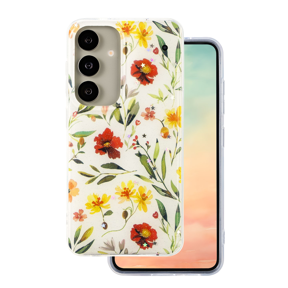 Силиконов калъф Glow Glam за Samsung Galaxy S25, бял