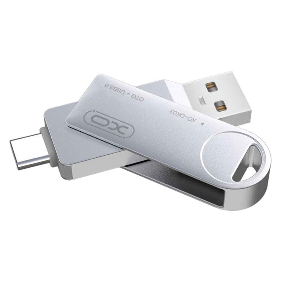 Флаш памет Flash 64GB OTG XO, DK03, USB 3.0 +Type-C Rotating, сребро