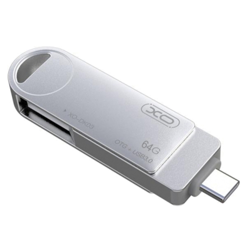 Флаш памет Flash 64GB OTG XO, DK03, USB 3.0 +Type-C Rotating, сребро