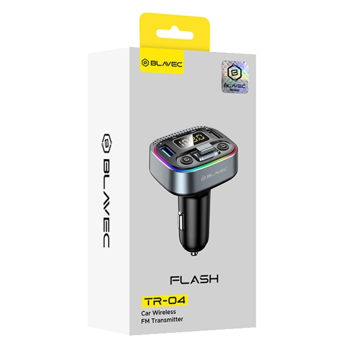 Трансмитер Blavec FM Transmitter Flash, TR-04, 2xUSB + Type C, QC3,0, 18W, PD, 30W, черен